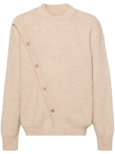 Jacquemus Neutral Le Cardigan Pau Asymmetric Cardigan In Neutrals