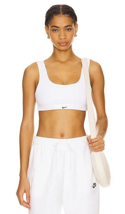 Nike Alate All U Light Support Sports Bra In White  White  & Black