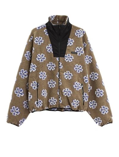 Bluemarble Flower Fleece Jacket In Brown