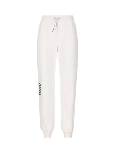 Baby Dior Logo Patch Track Pants In White