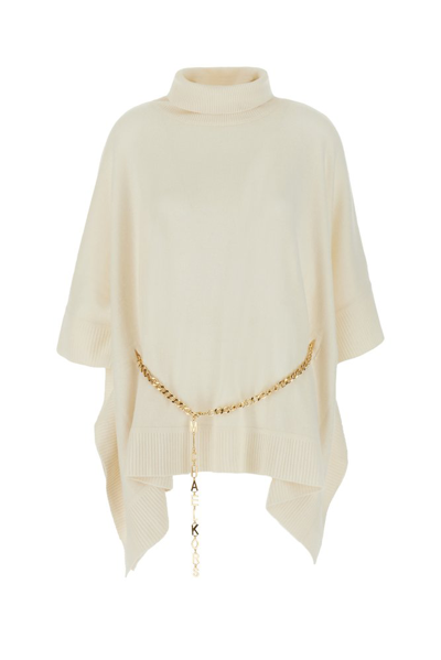 Michael Kors Michael  Turtleneck Chained Poncho In White