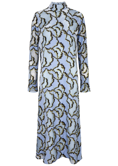 Jonathan Simkhai Ailey Lace And Velvet Maxi Dress In Blue