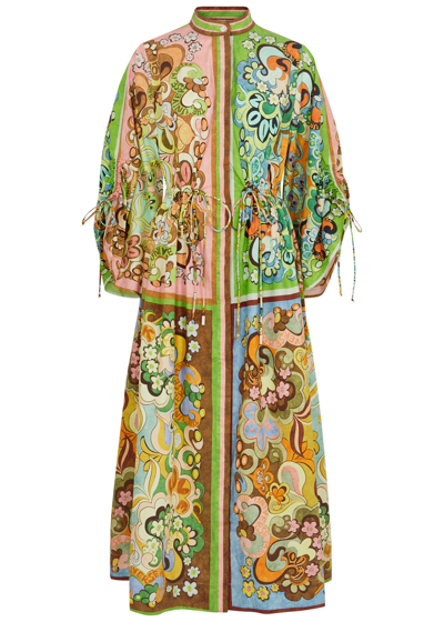 Alemais Dreamer Printed Cotton Coverup Dress In Green