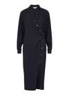 Veronica Beard Wright Crepe Midi Shirt Dress In Navy