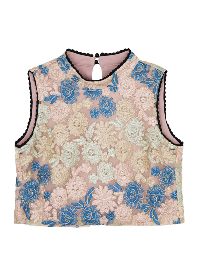 Sister Jane Artist Embroidered Floral-embroidered Top In Pink