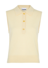 GANNI WOOL AND CASHMERE-BLEND POLO TOP