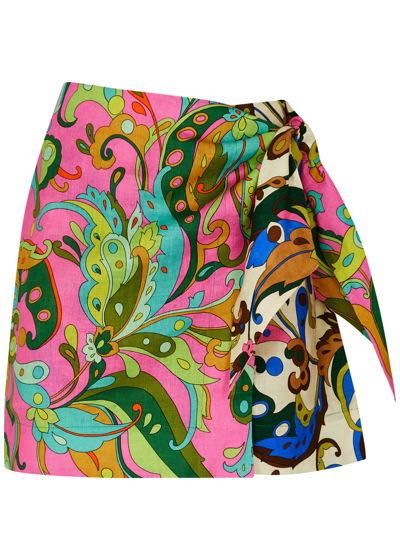 Alemais Yvette Printed Linen Mini Skirt In Multicoloured