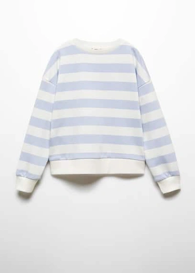 Mango Kids' Striped Cotton-blend Sweatshirt Sky Blue