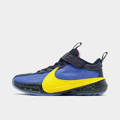 Nike Little Kids' Freak 5 Se Stretch Lace Basketball Shoes In Blue Tint/opti Yellow/blue Joy