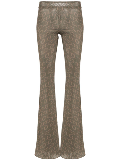 Jade Cropper Abstract-print Flared Trousers In Green