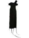 JADE CROPPER BLACK STRAP-DETAIL COTTON MAXI DRESS