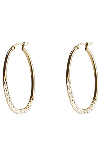 Argento Vivo Diamond Cut Oval Hoop Earrings In Gold