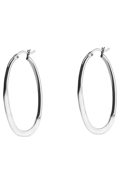 Argento Vivo Sterling Silver Oval Hoop Earrings In Silver