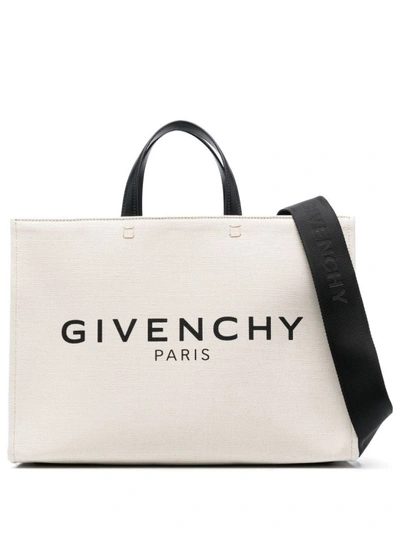 GIVENCHY GIVENCHY BEIGE COTTON AND LINEN CANVAS TOTE BAG