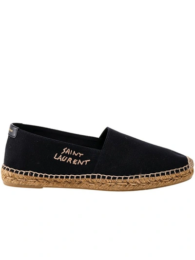 SAINT LAURENT BLACK LEATHER ESPADRILLES