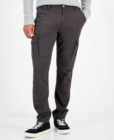 Sun + Stone Men's Garment-dyed Straight-fit Morrison Tapered Cargo Pants, Created For Macy's In Black Shadow