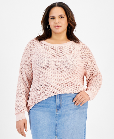 And Now This Plus Size Crocheted Sweater In Lotus Pink