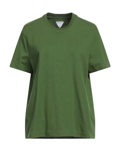 Bottega Veneta Woman T-shirt Military Green Size L Cotton In Green