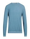Grey Daniele Alessandrini Man Sweater Slate Blue Size 44 Cotton In Blue