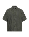 Msgm Man Shirt Military Green Size 16 Cotton In Green