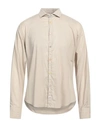 Panama Man Shirt Beige Size Xl Cotton, Elastane