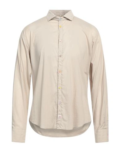 Panama Man Shirt Beige Size Xl Cotton, Elastane