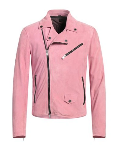 Tagliatore Man Jacket Pink Size 38 Lambskin, Polyester