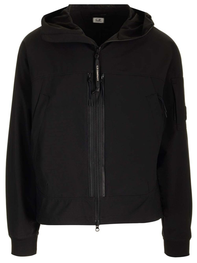 C.p. Company Zip Up Hooded Jacket In Black