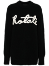 Shop Rotate Birger Christensen Black Logo-appliqué Brushed Jumper