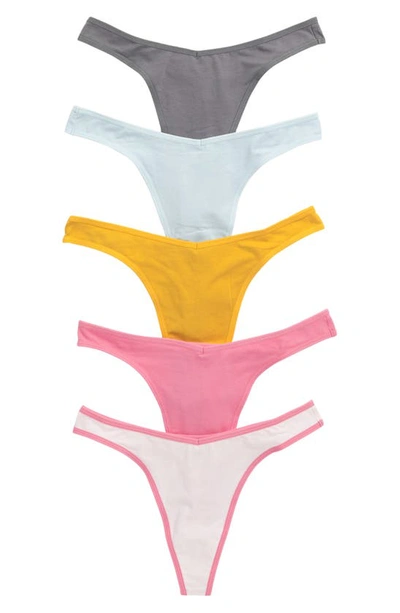 Abound Quinn Assorted 5-pack Thongs In Pink Crystal Multi