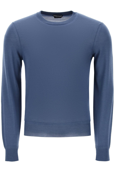 Tom Ford Slim-fit Cashmere Silk-blend Sweater In Blue