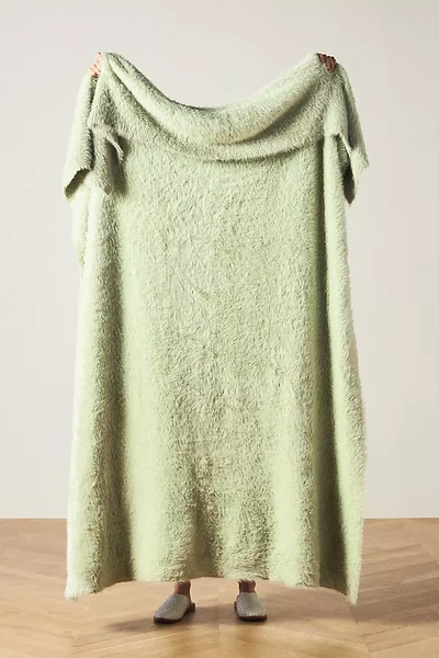 Anthropologie Renata Cozy Eyelash Throw Blanket In Green