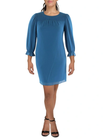 Jessica Howard Womens Chiffon Mini Shift Dress In Blue