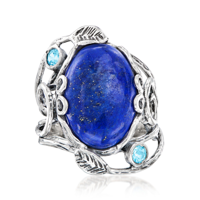 Ross-simons Lapis And Sky Blue Topaz Ring In Sterling Silver