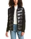 Moncler Puffer-front Wool Knit Cardigan In Black
