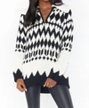 Show Me Your Mumu Faux Sherpa Collar Sun Valley Pullover In Black In Multi