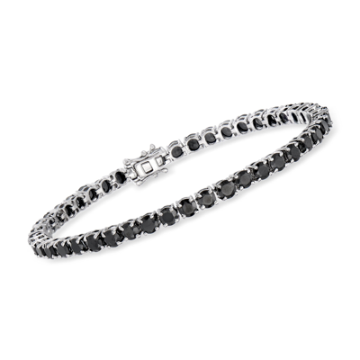 Ross-simons Black Spinel Tennis Bracelet In Sterling Silver In Multi