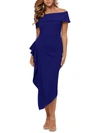 BETSY & ADAM WOMENS ASYMMETRIC RUFFLED COCKTAIL AND PARTY DRESS