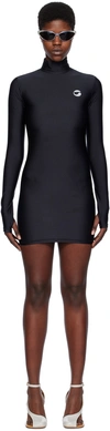 Coperni High Neck Fitted Jersey Mini Dress In Black