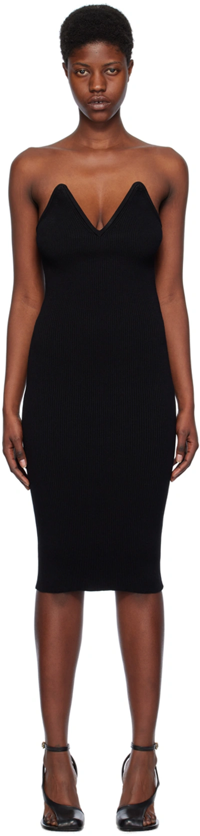 Coperni Knit Sweetheart Bustier Midi Dress In Black