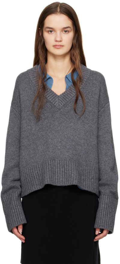 Lisa Yang Gray 'the Aletta' Sweater In Gr Graphite