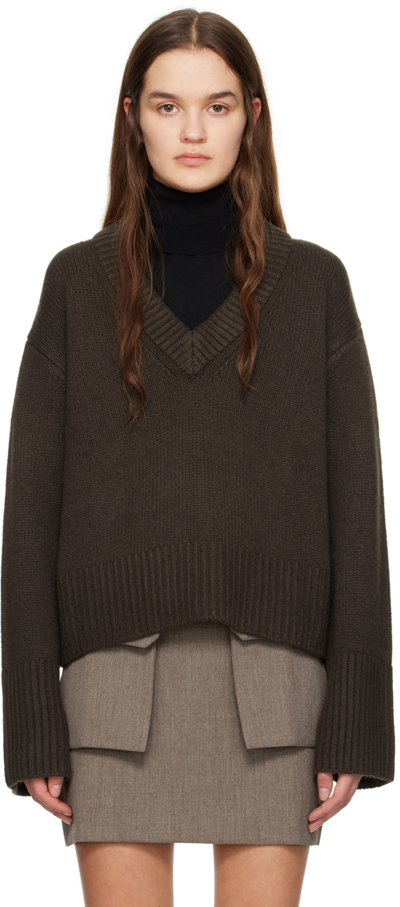 Lisa Yang Brown 'the Aletta' Sweater In Wo Wood