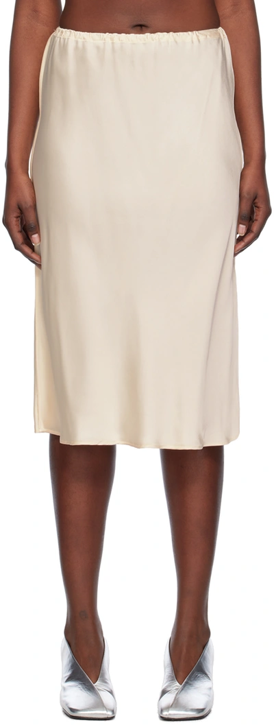 Jil Sander Beige Elasticized Midi Skirt In 109 Cornsilk