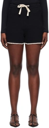 JIL SANDER BLACK STITCHING SHORTS