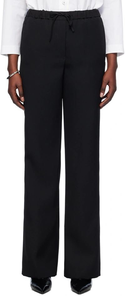 Jil Sander Black Drawstring Trousers In 001 Black