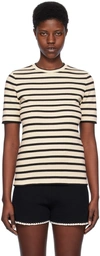 Jil Sander Black And White Knitted Striped T-shirt In Cotton Woman In 080 Bluejay