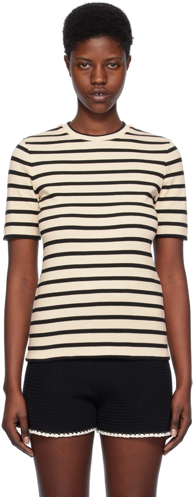 Jil Sander Knitted Striped T-shirt In Black,white