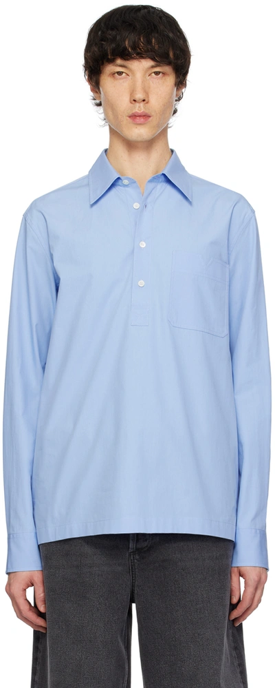 Valentino Blue Patch Pocket Shirt In Iris Lilac