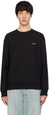 Valentino Felpa Girocollo In Cotone Con Logo Frontale In Nero