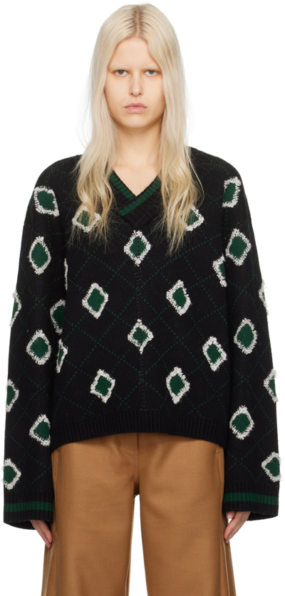 Holzweiler Black & Green Palomar Sweater In 1057 Black Mix